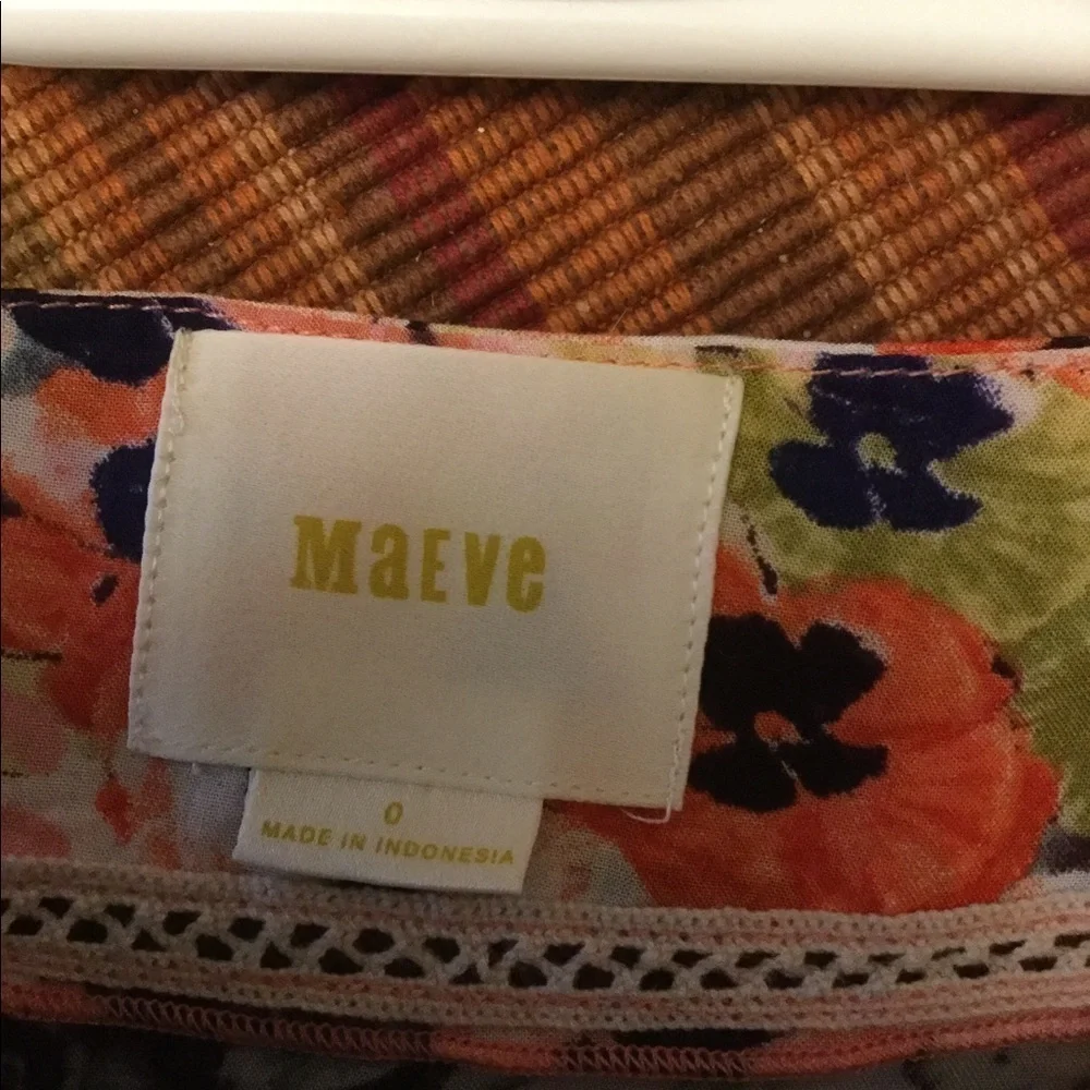 MAEVE ANTHROPOLOGIE Floral Top 0 Multi Color 3/4 Sleeve Pink Green Blouse - Picture 4 of 5